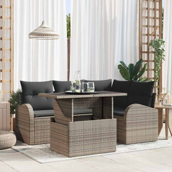 vidaXL Set de canapele pentru grădină 5 pcs Gri 100 x 55 x 73 cm