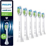 Rezerve Philips Sonicare Optimal White HX6066/87, pachet de 6 capete de periere, Standard, click-on, sincronizarea modurilor BrushSync, Alb