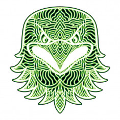 Sticker decorativ, Mandala, Pasare, Verde, 60 cm, 7420ST-1