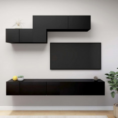 Set dulapuri TV, 6 piese, negru, lemn prelucrat GartenMobel Dekor foto