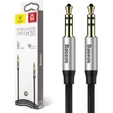 Cablu audio Baseus Yiven CAM30-CS1 stereo Jack 3.5 mm tata-tata conectori auriti 1.5m argintiu+negru