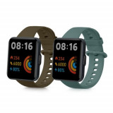 Set 2 curele kwmobile pentru Xiaomi Redmi Watch 2 Lite, Silicon, Maro/Verde, 56911.08