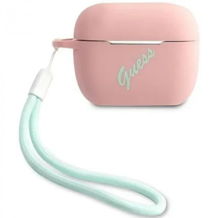 Husa Airpods Guess Vintage GUACAPLSVSPG pentru Airpods Pro Pink