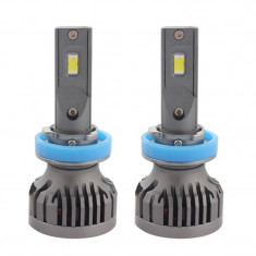 Set 2 LED-uri Auto Techstar® P16, H8/H9/H11, 75w, 10000 Lumeni, 6500K, AUTO, 12-24 Volti, CSP, Canbus, Miez Cupru, Radiator Aluminiu