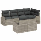 VidaXL Set de canapele pentru grădină 7 pcs Gri deschis Rattan poli