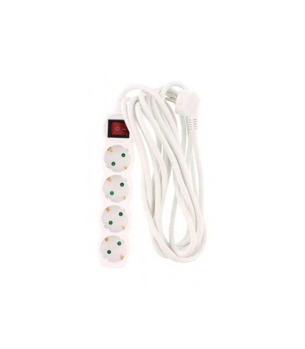 Prelungitor 4 prize 5m cu intrerupator alb cablu 3xG1.5mmp Well