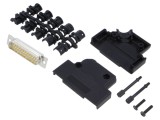 Mufă tată D-Sub 25 PIN pentru lipire pe cablu albă - Kit complet
