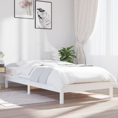 Cadru de pat, alb, 90x200 cm, lemn masiv de pin foto