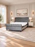 Pat Misterio 160x200 cm Tapitat Catifea Gri Somiera Inclusa (cod AF 3589-60)