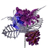 Ornament Crăciun, Glitter, Crenguță, Mov, 18 cm