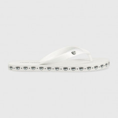 Chiara Ferragni slapi CF3164_009 femei, culoarea alb, cu toc plat, CF FLIP-FLOP LOGOMANIA