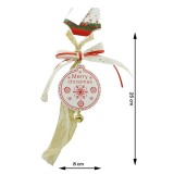 Ornament de brad medalion, flippy, alb, lemn, 25 cm