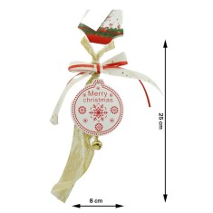 Ornament de brad medalion, flippy, alb, lemn, 25 cm