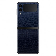 Set Folii Skin Acoperire 360 Compatibile cu Samsung Galaxy Z Flip 3 - Wrap Skin 3D Texture HoneyComb Blue