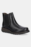 Fly London ghete chelsea de piele SALV195FLY culoarea negru, cu platformă, P143195000