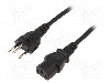 Cablu alimentare AC, 1.8m, 3 fire, culoare negru, IEC C13 mama, SEV-1011 (J) mufa, SUNNY - C13S18
