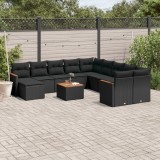Gossi set canapele de gradina, 12 piese, cu perne, negru, poliratan