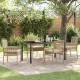VidaXL Set de masă pentru grădină cu pernă 5 pcs Bej Rattan poli 3379894