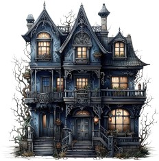Sticker decorativ, Casa- Horror, Negru, 60 cm, 8396ST-2 foto