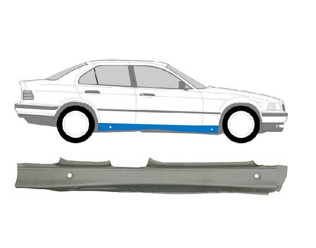 Prag metalic Bmw seria 3 (E36), 12.1990-03.2000, Combi, Sedan, partea Dreapta, protectie; Tabla 1mm, Aftermarket