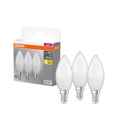 Bec LED Osram lumanare B40 E14 4.9W 470lm lumina calda 2700 K - 3 buc foto