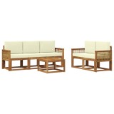 vidaXL Set de canapele de exterior 6 pcs Natural și Crem Poliester 3384996