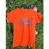 Tricou Orange din Bumbac cu Imprimeu Funny