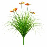 Planta artificiala ornamentala tip fluture, 60 cm, 5 flori rosu-verde