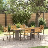 VidaXL Set de masă pentru grădină 7 pcs Gri 190 x 80 x 75 cm poliratan
