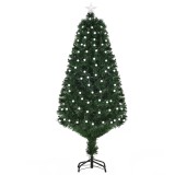Brad de Craciun Artificial cu Lumini LED si Fibra Optica, brad verde cu Baza din Metal, decoratiune de Craciun, Verde HOMCOM | Aosom Romania