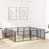 vidaXL Poartă pentru c&acirc;ini 8 pcs Negru 100 x 60 cm Oțel Galvanizat 891999