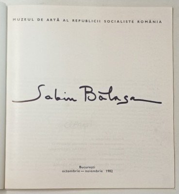 SABIN BALASA de EUGENIA IOANOVICI , 1982 *COPERTA REFACUTA foto