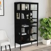 Vitrina vidaXL Neagră, 90x40x180 cm, Oțel și Sticlă Securizată, 4 Rafturi Reglabile
