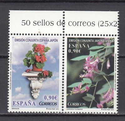 Spania 2013 - FLORI - Emisiune comuna cu Japonia - MNH foto