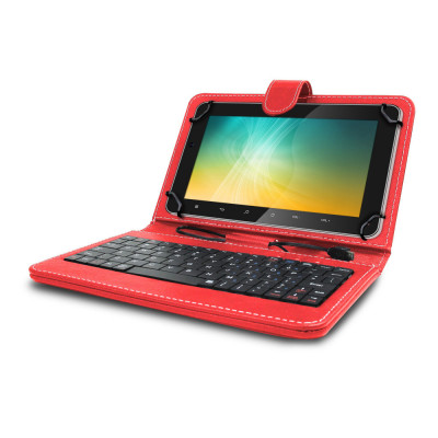 Husa tableta model X cu tastatura MRG L-405, MicroUSB, 10 inch, Rosu C405 foto