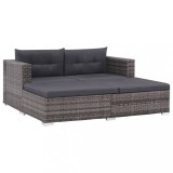 vidaXL Set mobilier de grădină cu perne, 3 piese, gri, poliratan 44427
