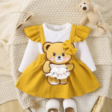 Sarafan cu maneca lunga - Happy teddy (Marime Disponibila: 12-18 luni (Marimea