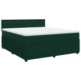 Cumpara ieftin Pat box spring cu saltea, verde inchis, 180x200 cm, catifea