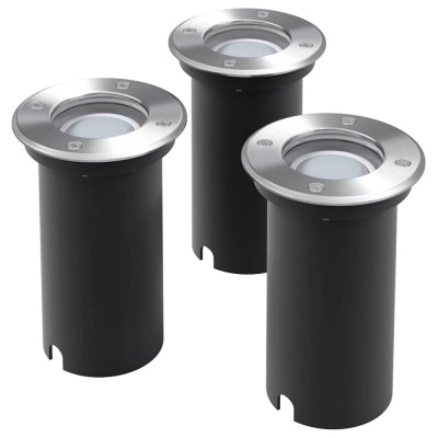 vidaXL Corpuri de iluminat LED pentru sol, exterior, rotunde, 3 buc. foto