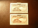 2 Timbre 1936 Africa Ecuatoriala Franceza supratipar pe timbre Gabon ,sarniera