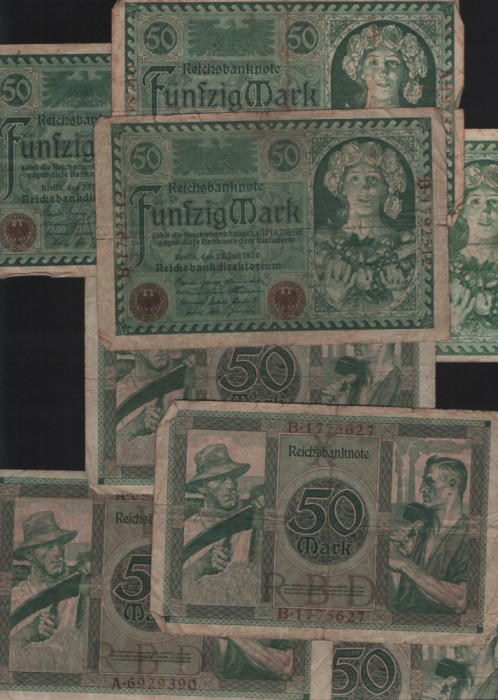 Germania 50 marci mark 1920 F-VF pret pe bucata