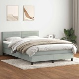 vidaXL Pat box spring cu saltea, gri deschis, 160x210 cm, catifea 3316311