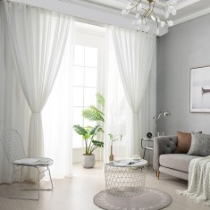 Set perdea tip tesatura in cu rejansa din bumbac tip fagure, Krabi, Madison, 200x225 cm, Alb, 2 buc