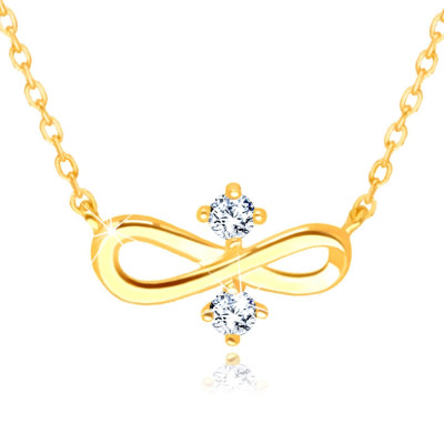 Colier cu diamante din aur galben 585 - simbol &amp;bdquo;INFINIT&amp;rdquo;, două diamante clare foto