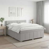 Cumpara ieftin Pat boxspring cu saltea Gri deschis 160 x 200 cm Tesatura