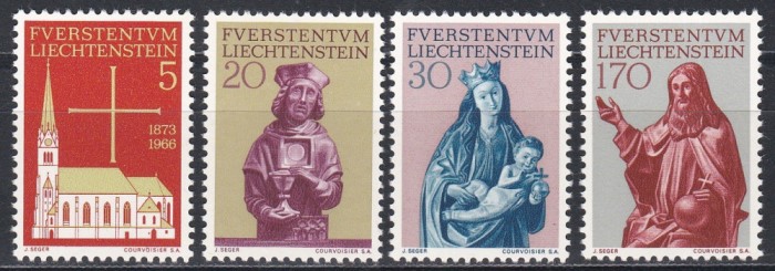 Liechtenstein 1966 - Restaurarea Bisericii Parohiale din Vaduz, MNH