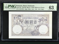 500 lei 1919 PMG63 UNC bancnota gradata
