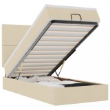 Cumpara ieftin Cadru de pat otoman cu saltea crem 90x190cm stofa