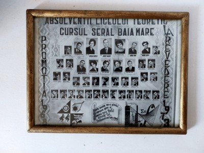Tablou absolventi liceu teoretic cursul seral Baia Mare 1968-1973 foto