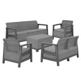 Scandi Big linea duo set de mobilier de grădină cu masă de depozitare din iută grafit-gri rece